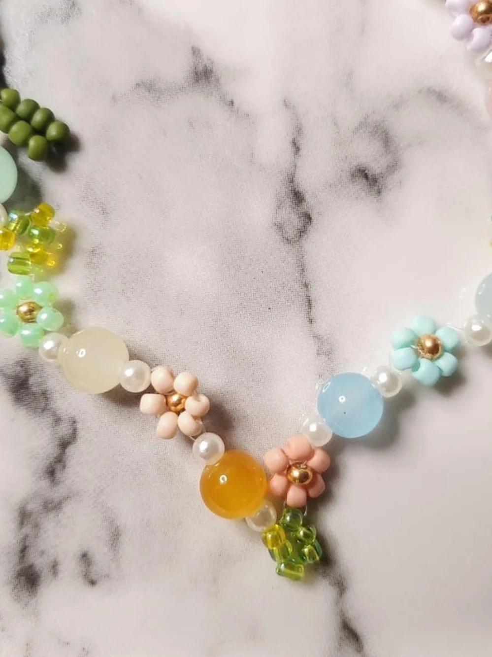 Pastel Beaded Floral Coquette Y2K Phone Charm Wristlet Bracelet